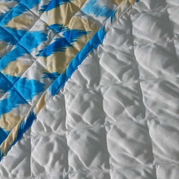 VTG color burst quilted blanket coverlet bedspread beachy silky feel Dbl Full - Picture 7 of 9